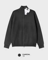 All Day Vertical Ribble Two-Way Half Neck Modal Knit Zip-Up