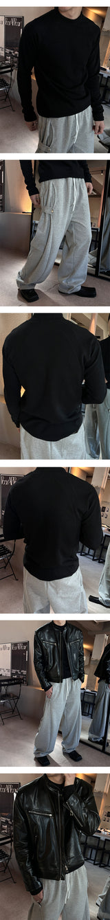 [MUSCLE FIT] Curved line half pola sleeves(3color)