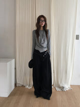 Stud belt wide trousers