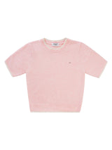 LINE BOUCLE KNIT SHORT-SLEEVED TOP (LIGHT PINK)