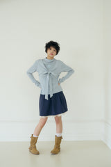 BOW MINI DOT LACE SKIRT (NAVY)