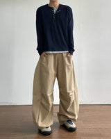 Rib Layered Henley Long Sleeve