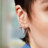 Geometric 925 Silver +Rhodium plating Hoop Ring Earring E059-17H