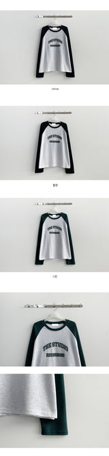 Brick coloration raglan long-sleeved shirt