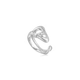 [Worn by Jin Seo-yeon] Twist Wave Wide 925 Silver + Rhodium Plating Adjustable Size Ring R050-02H