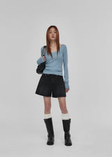 [B-DENIM] ウォッシングショート012 - BLACK
