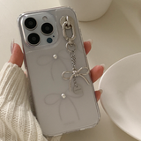 【ハンドメイド】ミニシルバーリボンロゴキーホルダー