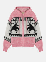 Cowichan knit hood zip-up 4color