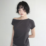 [Lacov] ワンショルダーショートスリーブTシャツ -7カラー