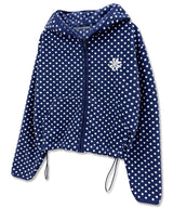 Polka Dot Fleece Hoodie Zip-Up_Navy