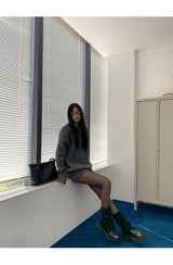 チャコールツイストウールニットパンツ2ピース
