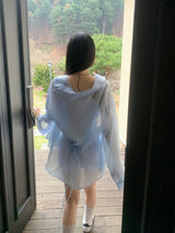 Back Note Back Strap Oversized Long Sleeve Shirt
