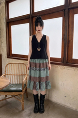 NATURAL LINEN BUTTON VEST (BROWN, BLACK 2COLORS!)