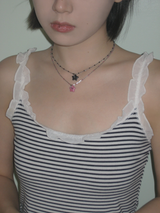 gleaming tiny star necklace [black]
