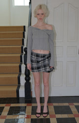 C EYELET RIBBON TIED T_GREY