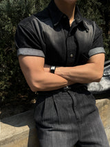 Ever snap muscle-fit denim shirt