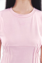 Heart Logo Shirring Detail Top Pink