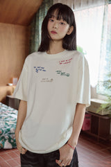 26SS★ ドローステッチ刺繍半袖Tシャツ