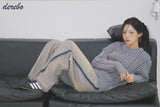 Retro-strip loose fit knitwear