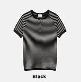 Holden Stripe Ribbed Henley Neck Ringer Short Sleeve Tee