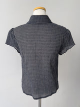 Check Shirred Short Sleeve Blouse
