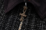BEADED PIPE EMBROIDERY CROSS JACQUARD DETROIT JACKET