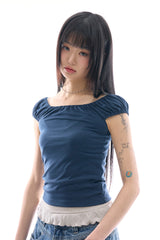 ブルーミングパフスリムTシャツ