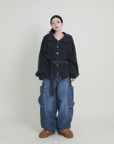 Square pocket balloon fit corduroy pants