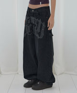 TOOTH JAM WIDE DENIM PANTS (BLACK) F26QD150