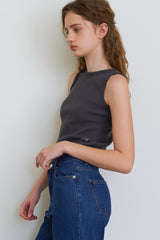 Waffle logo sleeveless_charcoal