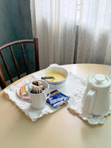 Initial Label Frill Matte Coaster Cotton Cover M