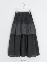 Handad Frill Check Banding Long Skirt