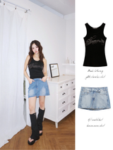 All-match best denim mini skirt