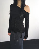 Layered stud long skirt