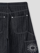 HERRINGBONE NONFADE BALLOON JEANS