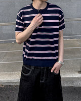 Diron Striped Henley Knit
