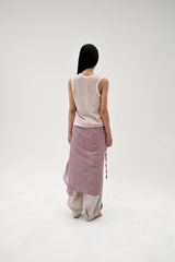 Linen oval neck knit, Pink