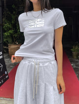 ロンドンシルバープリントセミクロップショートスリーブ