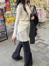 405 Cut-out Bootcut Wide Denim Pants