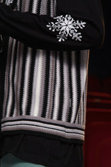 STRIPE ZIP KNIT VEST / BLACK