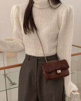 Wool turtleneck puff knit