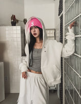 Dexi Eyelet Warmer Two Way Hooded Zip-Up