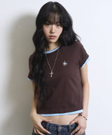 Untitled Layered Crop Short Sleeve Brown