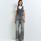 V-Neck Lace Sleeveless Charcoal