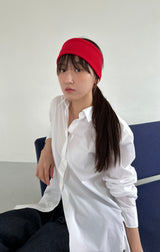 cotton rib hair band - red