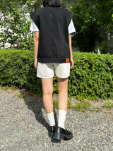 ルーズフィットブラックデニムベスト code 21012