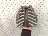バニーバッグ - ベージュストライプ