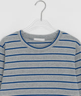 クニンフリルストライプリボン長袖Tシャツ