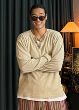 Pigment Henley Neck Long Sleeve 3COLOR