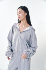Pearl Hoodie Zip-Up Gray